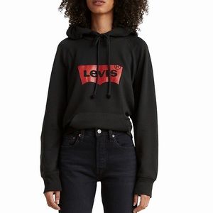 Levi’s Batwing Logo Hooded Sweatshirt Black Size Medium
